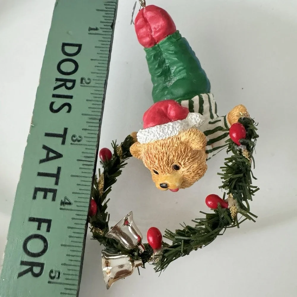 Vintage 90s Santa Hat‎ Teddy Bear Circus Upside Down Wreath Christmas Ornament
